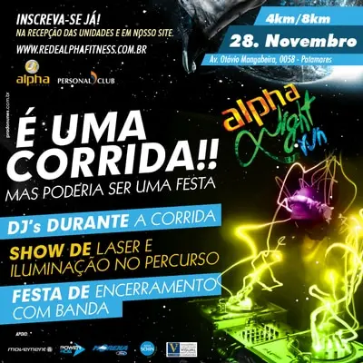 Inscrições para a corrida Alpha Night Run seguem abertas