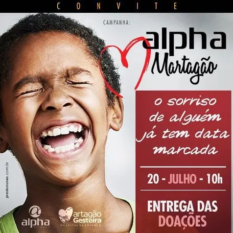 Entrega de doação da campanha Mês Solidário Alpha Ama o Martagão acontece nesta quarta (20)