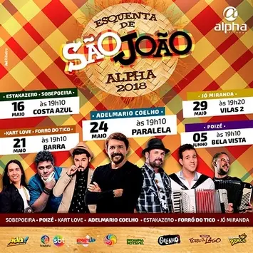 Estakazero, Adelmário Coelho, Kart Love, Forró do Tico, Jó Miranda, bandas Poizé e Sobepoeira comandam ‘Esquenta de São João’ na Rede Alpha Fitness